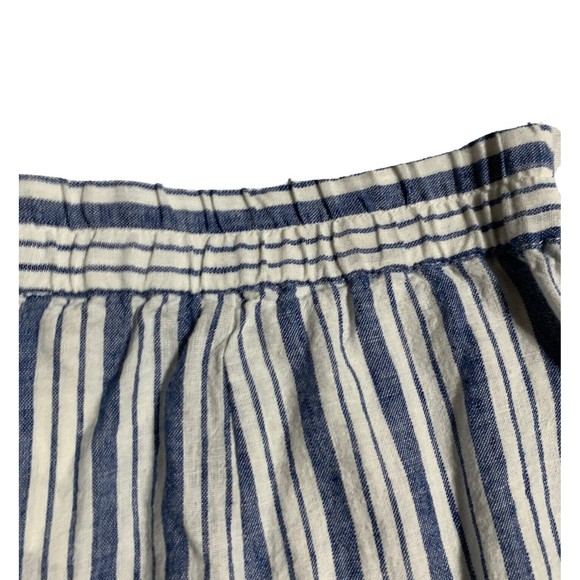 Beach Lunch Lounge Linen Blend Pants Womens Size S Blue Stripe Cropped Wide Leg - Picture 10 of 10